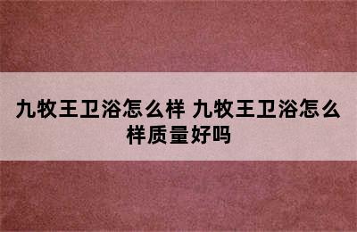 九牧王卫浴怎么样 九牧王卫浴怎么样质量好吗